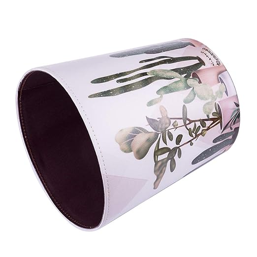 10L/2.64 Gallon PU Leather Trash Can Decorative Waterproof Wastebasket Paper Basket Garbage Bin for Home Office Bathroom
