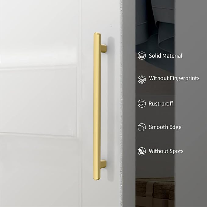 10 Pack 3.75 Inch(96mm) Kitchen Cabinet Handles Brushed Gold Cabinet Pulls Kitchen Cabinet Hardware Drawer Pulls for Cupboard Wardrobe