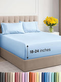 Extra Deep Twin XL Sheet Set - 4 Piece Breathable and Cooling Sheets - Hotel Luxury Bed Sheets Set - Easy Fit - Soft, Wrinkle Free and Comfy Sheets Set - Light Blue Sheet Set with Extra Deep Pockets