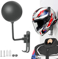 SANGMO Grey 180° Motorcycle Helmet Rack, Rotation Metal Helmet Holder Wall Mount, Helmet Holder Bike with 2 Hooks Helmet Hanger for Motorcycle Bike Coats, Caps, Baseballs, Rugby Helmet