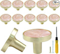 12 Pcs Gold Knobs for Dresser Drawers, Round Dresser Cabinet Knobs Pulls for Kitchen Cabinet Cupboard Door Furniture Decorative, Pink