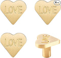 4Pcs Brass Knobs for Kids Cute Decorative Handles for Boys and Girls (Heart)