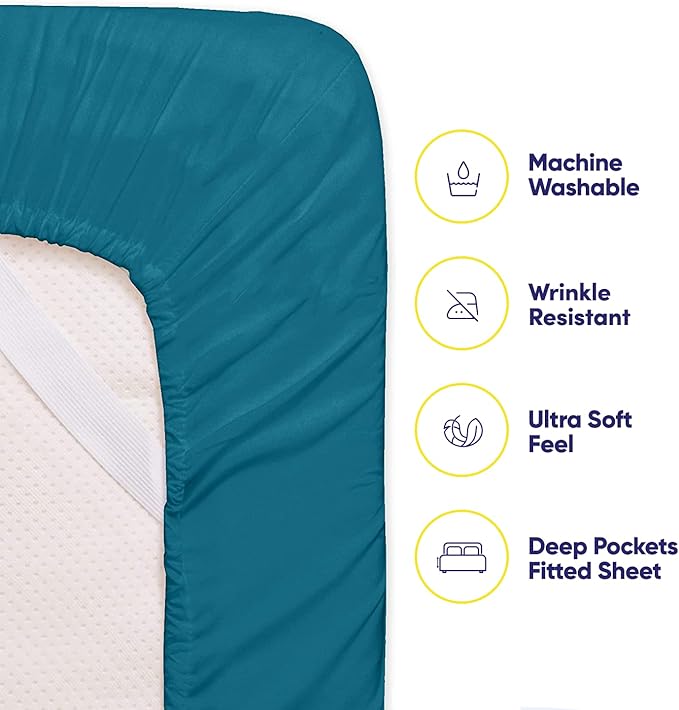 Queen Sheets Teal - 6 Piece 1500 Supreme Collection Fine Brushed Microfiber Deep Pocket Queen Sheet Set Bedding - 2 Extra Pillow Cases, Great Value, Queen, Teal