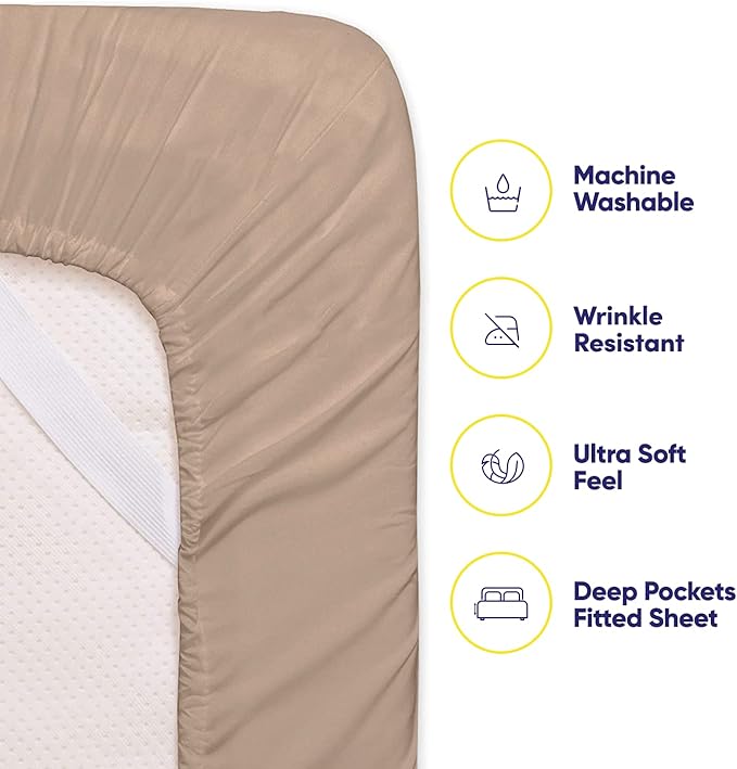 Full Size Bed Sheets - 6 Piece 1500 Supreme Collection Fine Brushed Microfiber Deep Pocket Full Sheet Set Bedding - 2 Extra Pillow Cases, Great Value, Full, Taupe