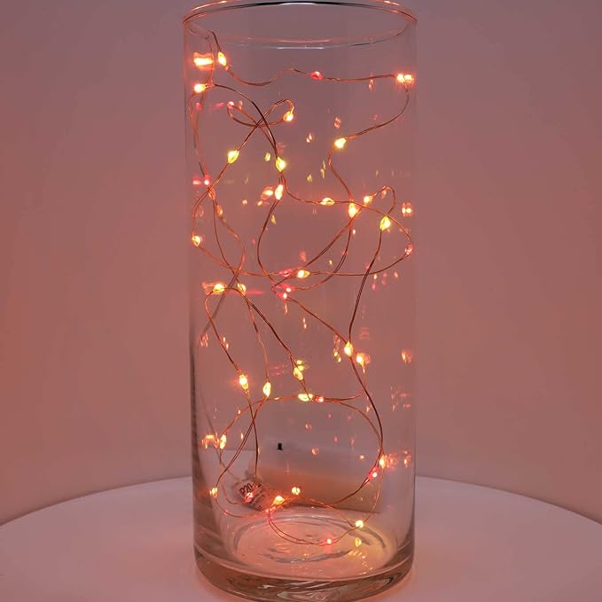 QBIS Battery Powered Fairy Lights for Bedroom, 40 LED Lights, Battery Operated String Lights for Christmas, Halloween Decorations, 6hr Timer Mode, Red, Orange, Yellow Fairy Lights