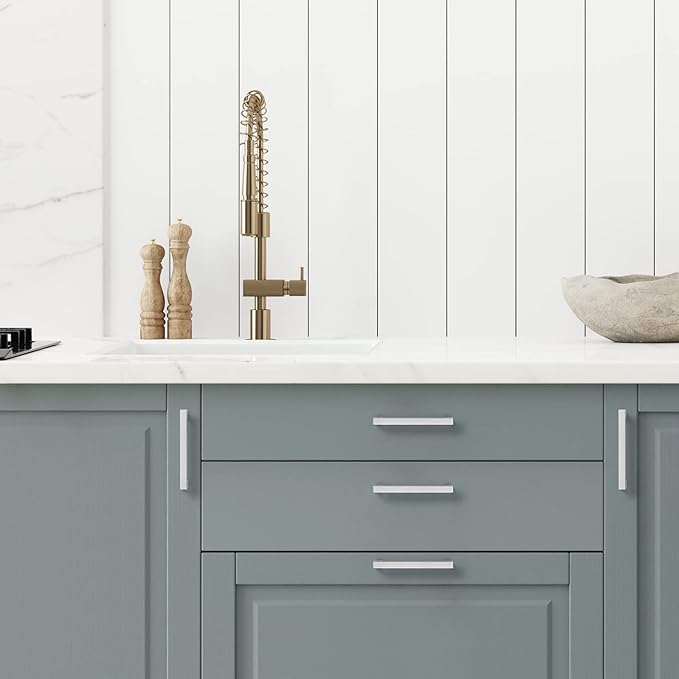 Ravinte 1 Pack Brushed Nickel Kitchen Cabinet Handles 5 Inch Cabinet Pulls Square Kitchen Hardware for Cabinet Drawer Pulls Drawer Handles Come with Screwdriver