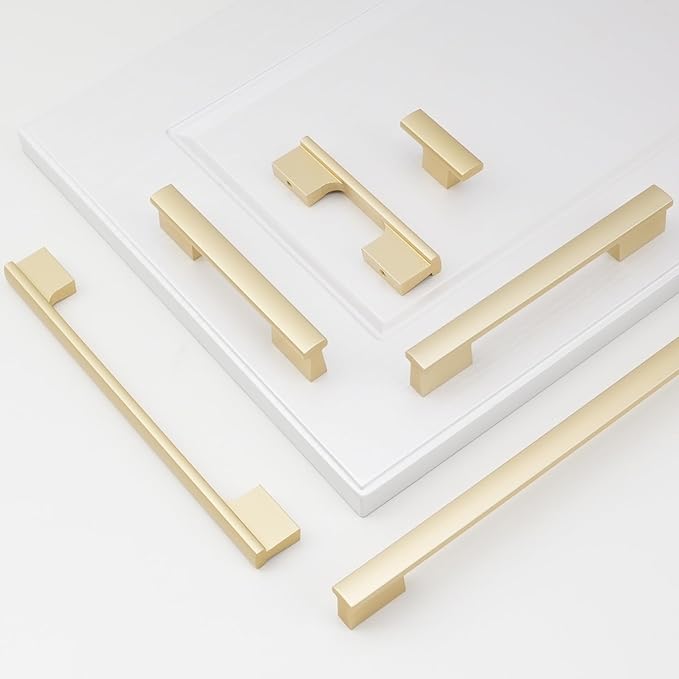10 Pack Kitchen Cabinet Knobs Brushed Gold Cabinet Knobs Drawer Knobs Solid Kitchen Hardware