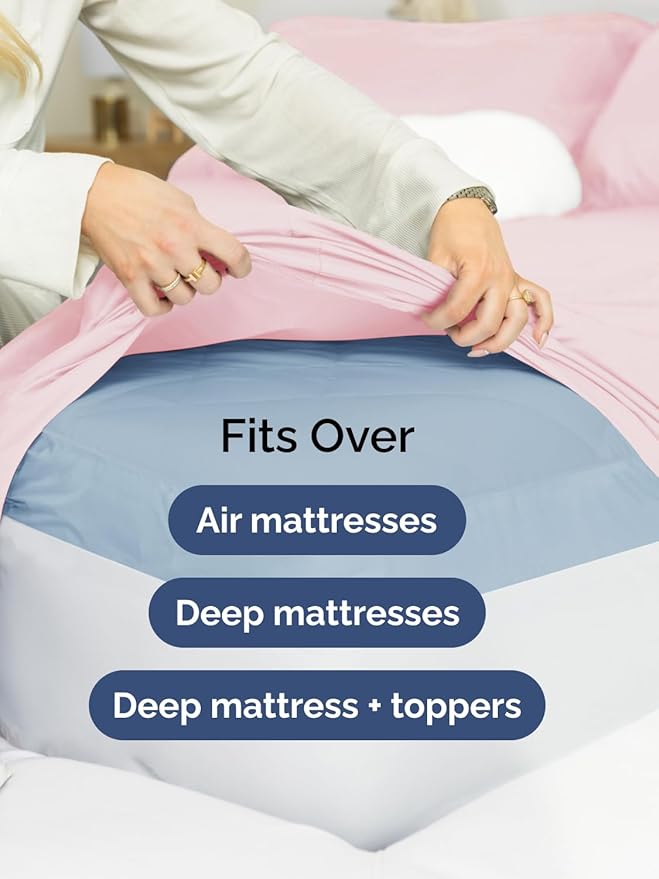 Extra Deep Split King Sheet Set - 7 Piece Breathable & Cooling Sheets - Hotel Luxury Bed Sheets Set - Easy Fit - Soft, Wrinkle Free & Comfy Sheets Set - Lavender Pink Sheet Set w/Extra Deep Pockets