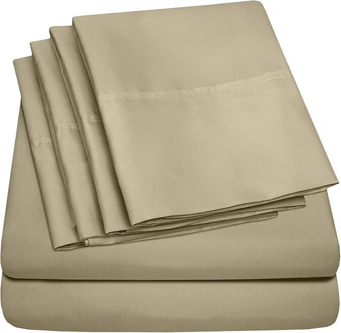 Sweet Home Collection 6 Piece 1500 Supreme Collection Brushed Microfiber Deep Pocket Sheet Set-2 Extra Pillow Cases, Great Value, Split King, Sage