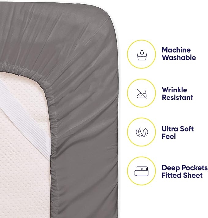 Full Size Bed Sheets - 6 Piece 1500 Supreme Collection Fine Brushed Microfiber Deep Pocket Full Sheet Set Bedding - 2 Extra Pillow Cases, Great Value, Full, Gray
