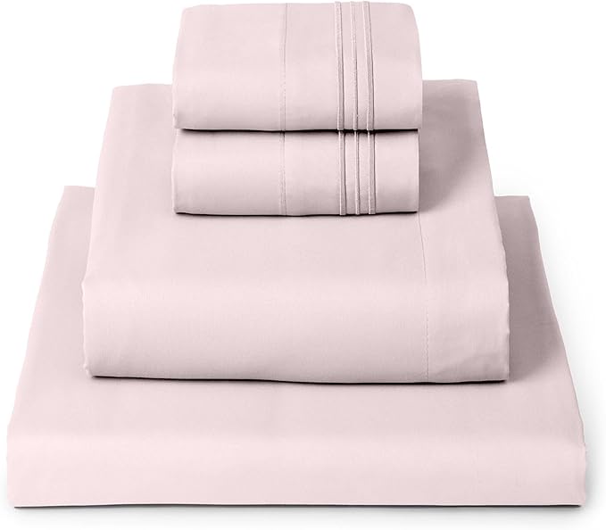 Mellanni Full Sheets Set - 4 PC Iconic Collection Bedding - Hotel Luxury, Extra Soft, Cooling Bed Sheets - Wrinkle, Fade, Stain Resistant (Full, Blush Pink)