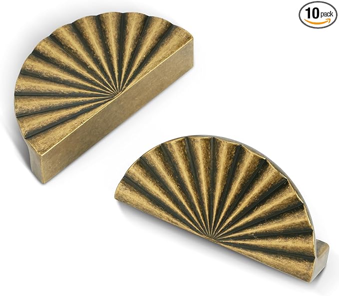 10 Pack 3 Inch (76mm) Antique Brass Cabinet Pulls Cup Flat Drawer Handles Kitchen Cupboard Pull Bathroom Dresser Sunflower Handle Unique Hardware for Furniture Door Wardrobe Hardware TYH-AB-10