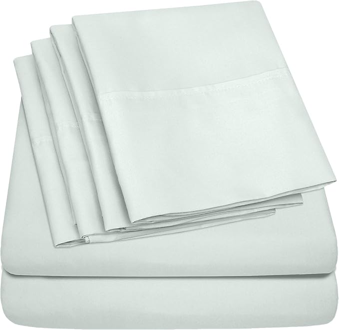 Queen Sheets Mint - 6 Piece 1500 Supreme Collection Fine Brushed Microfiber Deep Pocket Queen Sheet Set Bedding - 2 Extra Pillow Cases, Great Value, Queen, Mint