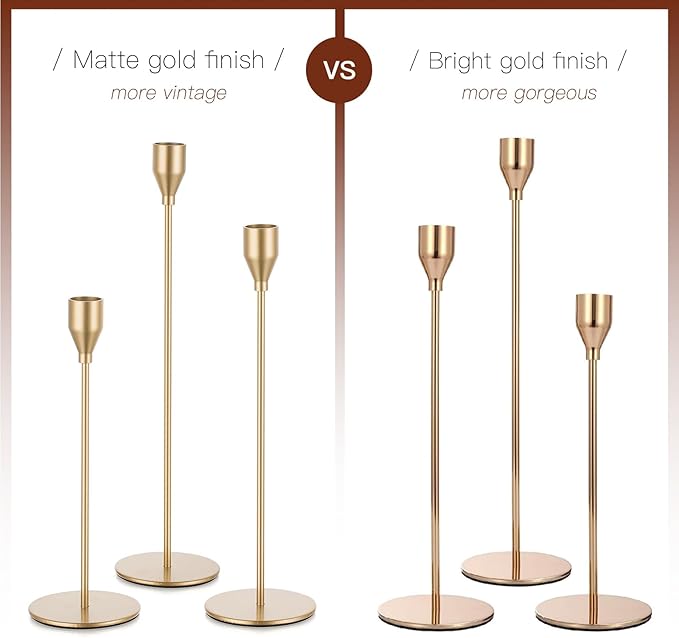 Candlestick Candle Holders Gold Taper: Candeldo Tall Brass Candles Stick Holder Decor Set of 30 Dinning Table Centerpiece Vintage Metal Candle Stand Wedding Decorations