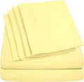 Split King Size Bed Sheets - 6 Piece 1500 Supreme Collection Fine Brushed Microfiber Deep Pocket Split King Sheet Set Bedding - 2 Extra Pillow Cases, Great Value, Split King, Pale Yellow