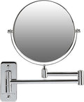 OVENTE 7" Wall Mounted Makeup Mirror with 1X/7X Magnification, Double Sided Magnifying Round Bathroom Vanity Mirror, 360° Swivel Design, Extendable and Folding Arm, Polished Chrome MNLFW70CH1X7X