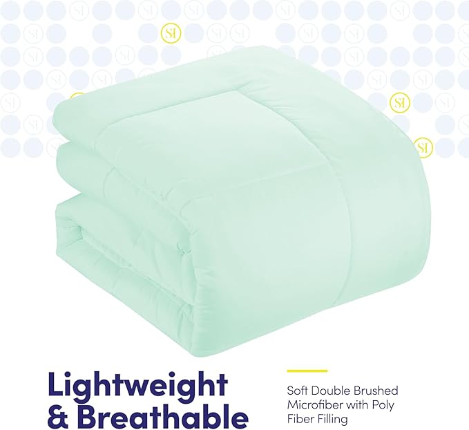 King Size Comforter Set with Sheets - 7-Piece Bedding Collection - 1 Comforter, 1 Fitted Sheet, 1 Flat, 4 Pillowcases - Deep Pocket - Soft & Breathable Premium Quality - Ideal for All Seasons, Mint