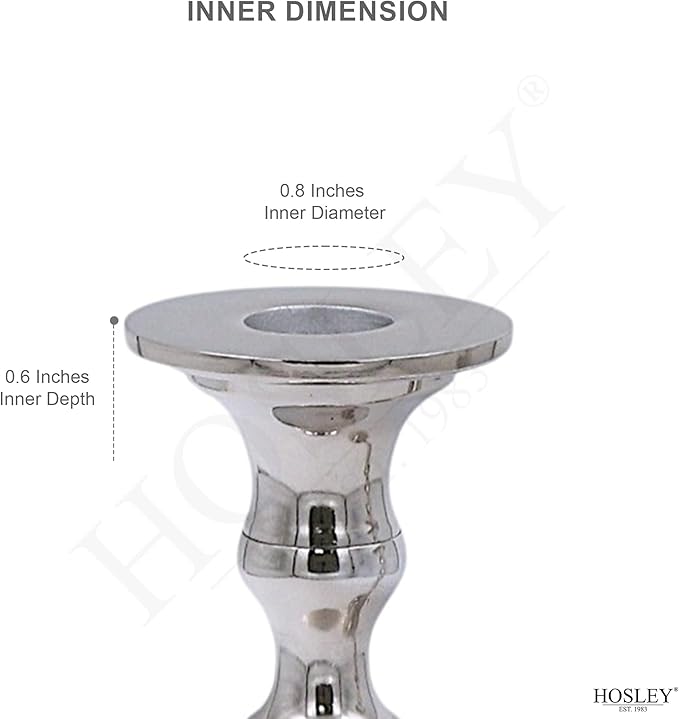 Hosley's 8" High Silver Finish Taper Candle Holder. Ideal Gift and Use for Weddings, Party, Spa or Aromatherapy