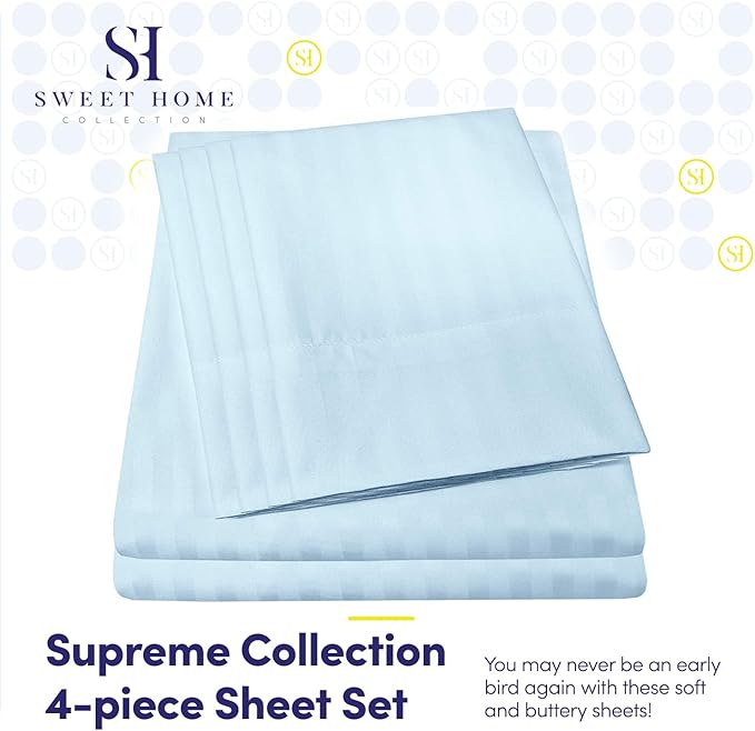 Twin Size Bed Sheets - 4 Piece 1500 Supreme Collection Fine Brushed Microfiber Deep Pocket Twin Sheet Set Bedding - 1 EXTRA PILLOW CASES, GREAT VALUE, Twin, Dobby Light Blue