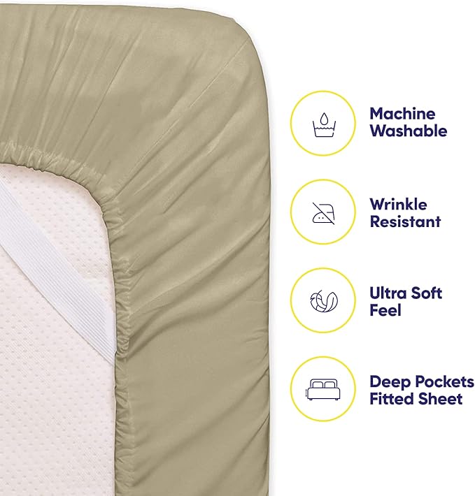 Sweet Home Collection 6 Piece 1500 Supreme Collection Brushed Microfiber Deep Pocket Sheet Set-2 Extra Pillow Cases, Great Value, Rv Short Queen, Sage