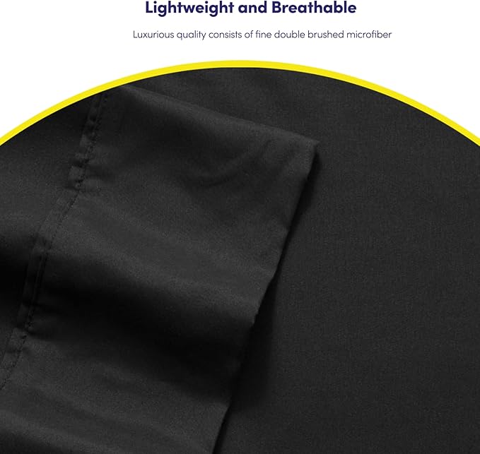 Queen Sheets Black - 6 Piece 1500 Supreme Deluxe Collection Deep Pocket Ultra Soft Queen Sheet Set Bedding - 2 Extra Pillow Cases, Great Value, Queen, Black