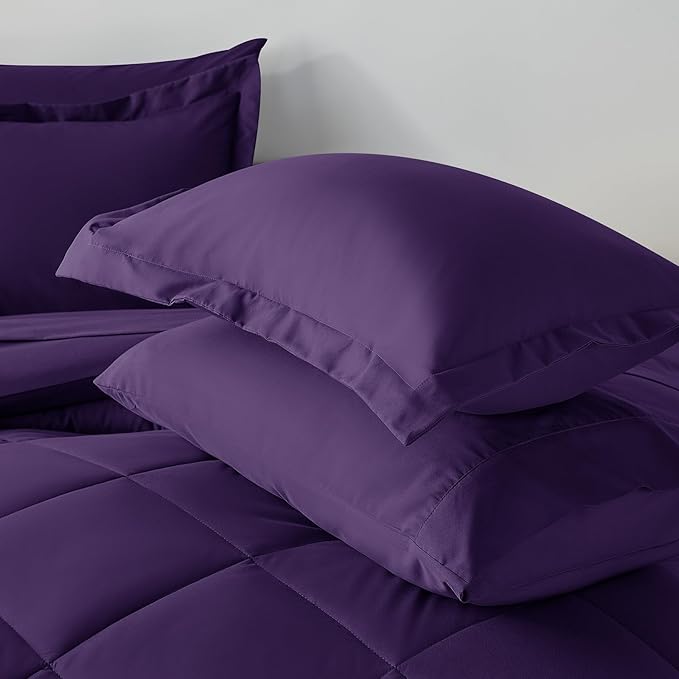 CozyLux Full Size Comforter Sets Purple - 7 Pieces Bed in a Bag Full, Luxury Soft Bed Set for All Seasons, Bedding Set with Down Alternative Comforter, Sheets, Pillowcases & Shams