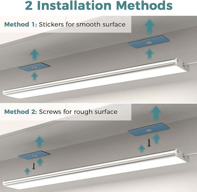 ASOKO Under Cabinet Led Light Plug in, Dimmable Daylight White 4000K, 3 Pack 12 inch Linkable Led Under Counter Lights 1500lm for Kitchen, Shelf, Workbench, Cupboard, Upgrade ETL Listed Plug 24V