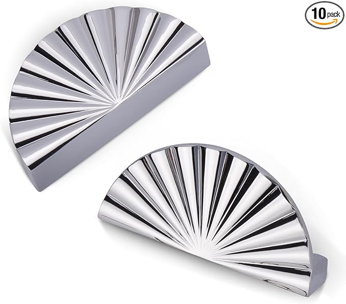 10 Pack 3 Inch (76mm) Polished Chrome Cabinet Pulls Cup Flat Drawer Handles Kitchen Cupboard Pull Bathroom Dresser Sunflower Handle Unique Hardware for Furniture Wardrobe Door TYH-BC-10