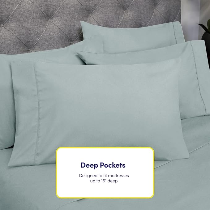 6 Piece Bed Sheet Set, Full, Slate