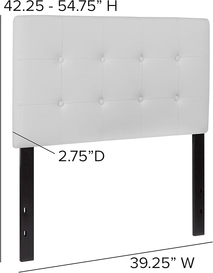 Flash Furniture Lennox Tufted Upholstered Twin Size Headboard in White Vinyl