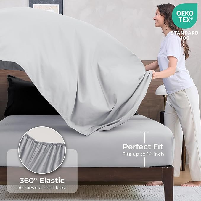 HEVUMYI Twin Comforter Set - 5-Piece All Season Bed in a Bag Twin, Ultra Soft Bedding Set with Comforter, Flat Sheet, Fitted Sheet, Pillowcases, Pillow Shams, Black & Light Grey