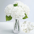 Waipfaru 21" Real Touch White Hydrangea Artificial Flowers with Long Stem & Leaves, Full Latex Faux Hydrangea Flowers for Home Decor Party Floral Arrangements Wedding Bouquets Centerpieces, 4Pcs