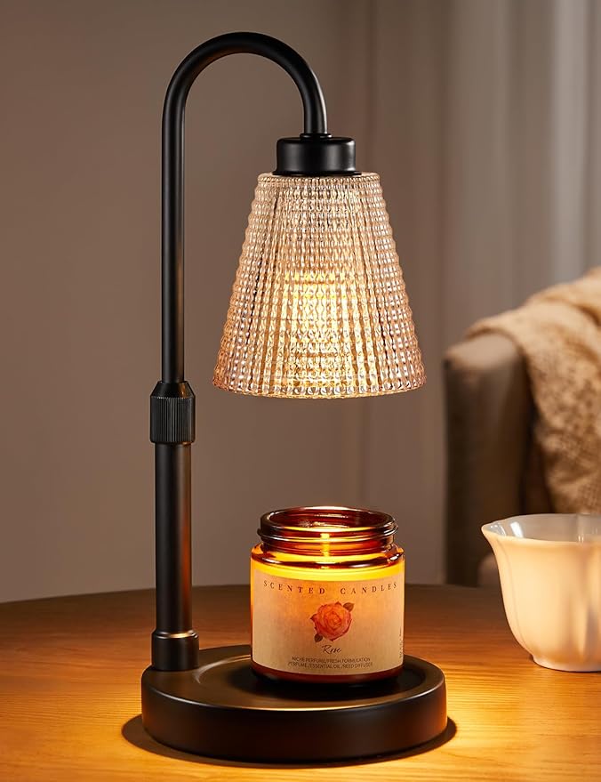 Innqoo Amber Candle Warmer Lamp with Timer, Dimmable Candle Warmer for Jar Candles, Height Adjustable Wax Melts Warmer, Birthday Gifts for Women Mom, House Warming Gifts New Home Decor