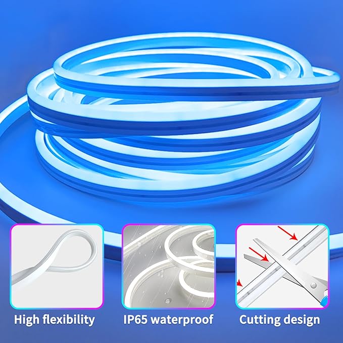 16.4ft Led Neon Rope Lights Remote/APP Control IP65 Waterproof Flexible 24VRGB LED Neon Light Music Sync LedSNeon Strips Light Led neon Lights for Bedroom Room Outdoors Décor