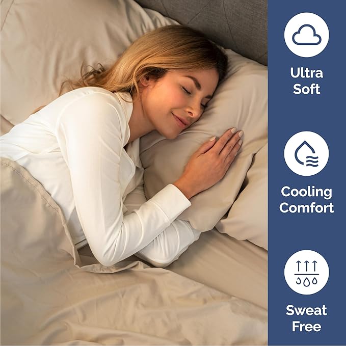 Cal King Sheets Set 6 Piece - Includes 4 Pillowcases - Bed Sheets Cal King Size - Soft Hotel Luxury Bedding - Cooling, Comfy & Breathable - 1 Flat & 1 Fitted & 4 Pillowcases w/ Deep Pockets - Cream