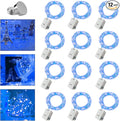 12 Pack Valentine's Day Fairy Lights Battery Operated, 3 Speed Modes, Extra 12 Batteries for Replacement, 7Ft 20 LED Mini String Light, Waterproof Copper Wire, Twinkle Firefly Lights, Blue