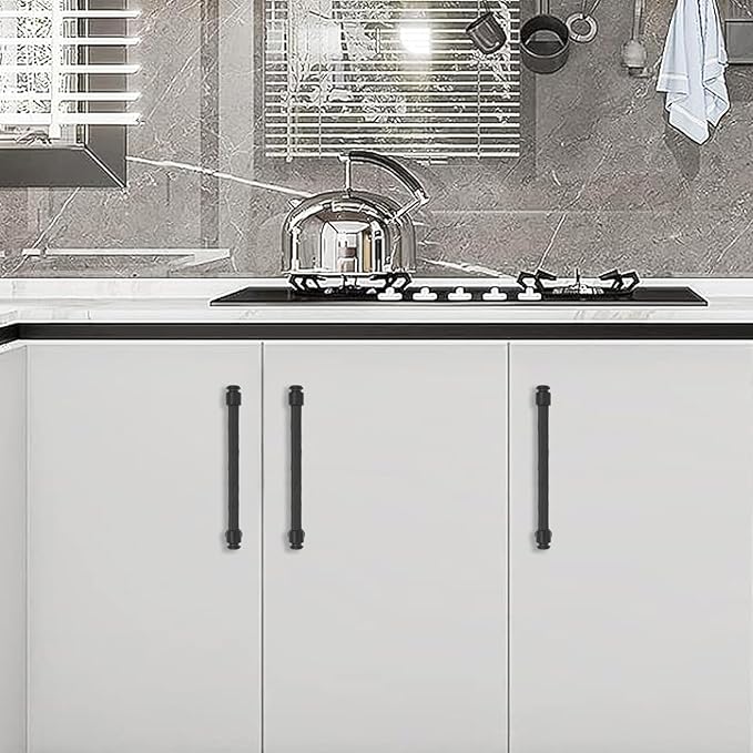 10 Pack 7-1/2 inch(192mm) Matte Black Kitchen Cabinet Handles Cabinet Pulls Black Drawer Pulls Kitchen Cabinet Hardware