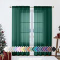 Aiyufeng Hunter Green Sheer Curtain Drapes 72 Inch Length 2 Panels for Living Room, Light Filtering Voile Green Drapes for Bedroom, Patio, Sliding Door, Each 42" W x 72" L