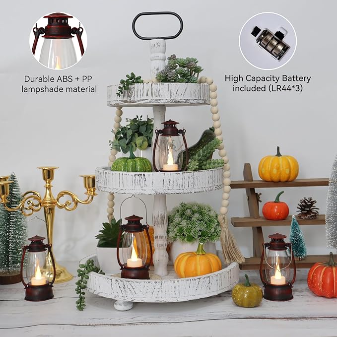 12Pcs Hand-Brushed Red Mini Lanterns for Vintage Christmas Table Decorations – 6Inch Small Candle Lanterns for Western Cowboy Camping Halloween Weddings Party Centerpiece & Hanging Ornaments