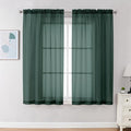 Chyhomenyc Hunter Green Sheer Curtains 63 Inch Length 2 Panels, Rod Pocket Solid Window Sheer Curtain Panels, Elegant Curtains & Drapes for Living Room Bedroom 2 Panels (Hunter Green, 42 W x 63 L)