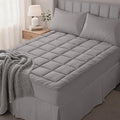 OLANLY California King Quilted Fitted Mattress Pad – Soft Down Alternative Pillow Top Mattress Topper, Cooling Breathable Mattress Cover, Machine Washable Deep Pocket Mattress Protector, Light Grey