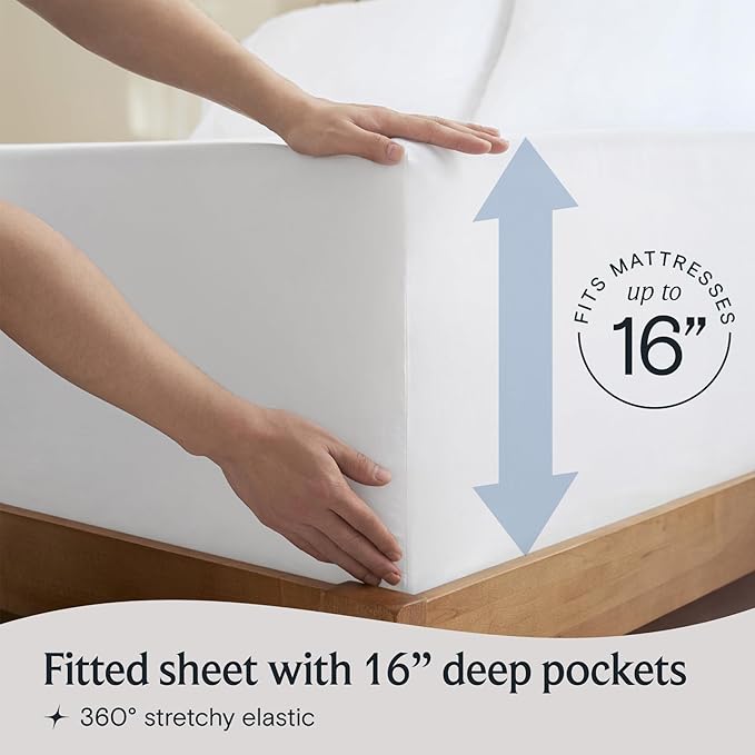LuxClub 4 PC California King Size Sheet Set Bed Sheets Deep Pockets Wrinkle Free Cooling Sheets Machine Washable Hotel Bedding Silky Soft - White California King