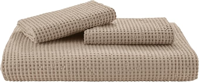 Bedsure Cotton Duvet Cover Set - 100% Cotton Waffle Weave Khaki Duvet Cover Oversized King Size, GentleSoft™ and Breathable Bedding Set for All Season, 3 Pieces, 120"x98"