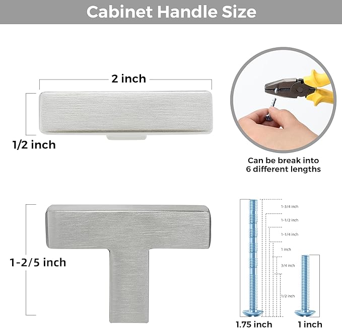 30 Pack Brushed Nickel Cabinet Knobs - Kitchen Cabinet Knobs Silver Cabinet Pulls for Kitchen Cabinet Drawer Stainless Steel Dresser Knobs for Cabinet Hardware 2in Length Single Hole Square