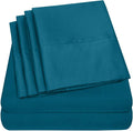 Sweet Home Collection 6 Piece 1500 Supreme Collection Brushed Microfiber Deep Pocket Sheet Set-2 Extra Pillow Cases, Great Value, Split King, Teal