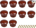 10Pack Round Wood Drawer Knobs Red Brown Finished Mushroom Shaped Kitchen Cabinet Pulls Handles Hardware for Kitchen Cabinets Furniture Dresser Wardrobe Cupboard Drawer Pulls Knobs