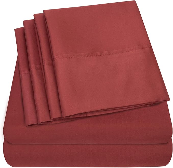 Twin XL Size Bed Sheets - 4 Piece 1500 Supreme Collection Fine Brushed Microfiber Deep Pocket Twin X-Large Sheet Set Bedding - 1 EXTRA PILLOW CASES, GREAT VALUE, Twin XL, Burgundy