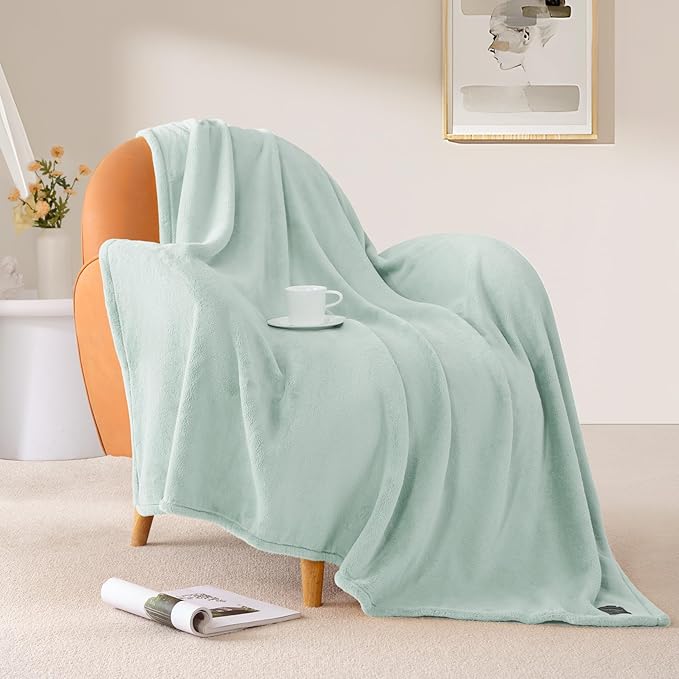 BEAUTEX Fleece Blanket King Size Super Soft Flannel Throw Blanket Lightweight Fuzzy Plush Blanket for Couch Sofa or Bed All Seasons (Mint, 108" x 90")