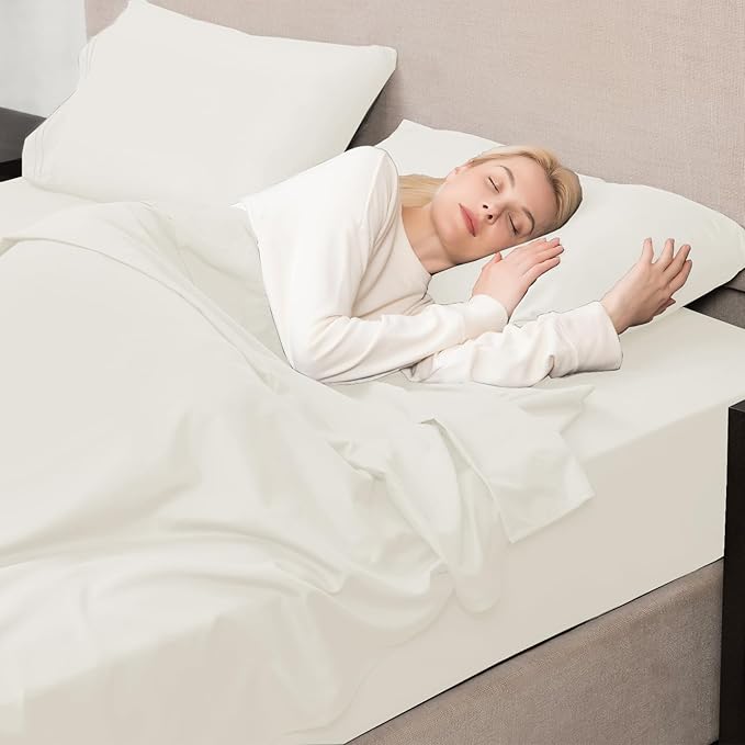 Mejoroom Twin Sheet Set - Hotel Collection Twin Sheets - Bedding Sheets & Pillowcases with Deep Pocket Fitted Sheet, Breathable, Wrinkle & Fade Resistant - 3 Piece(Ivory)