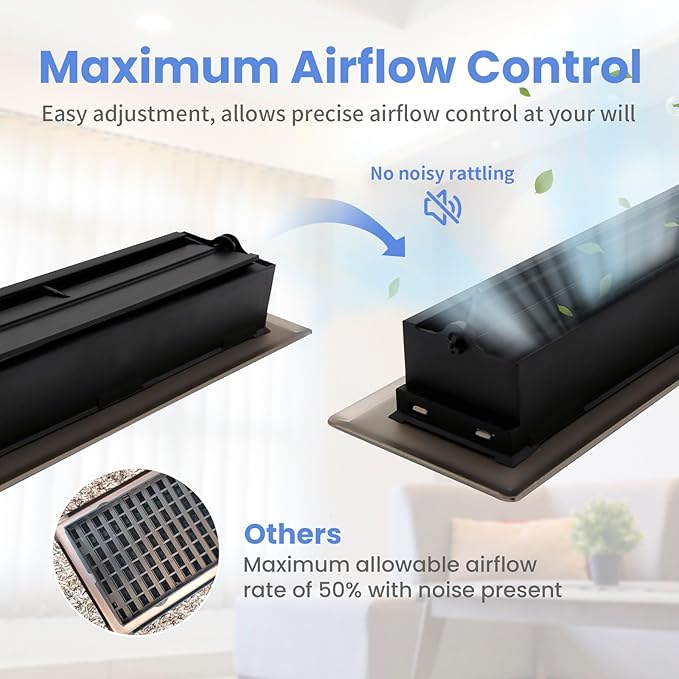 2x12 Inches 2 Pack Heavy Duty Walkable Floor Register - Easy Adjust Air Supply Lever Decorative Floor Vent Covers - Boston Design Vent Covers for Home - Oil Rubbed Bronze